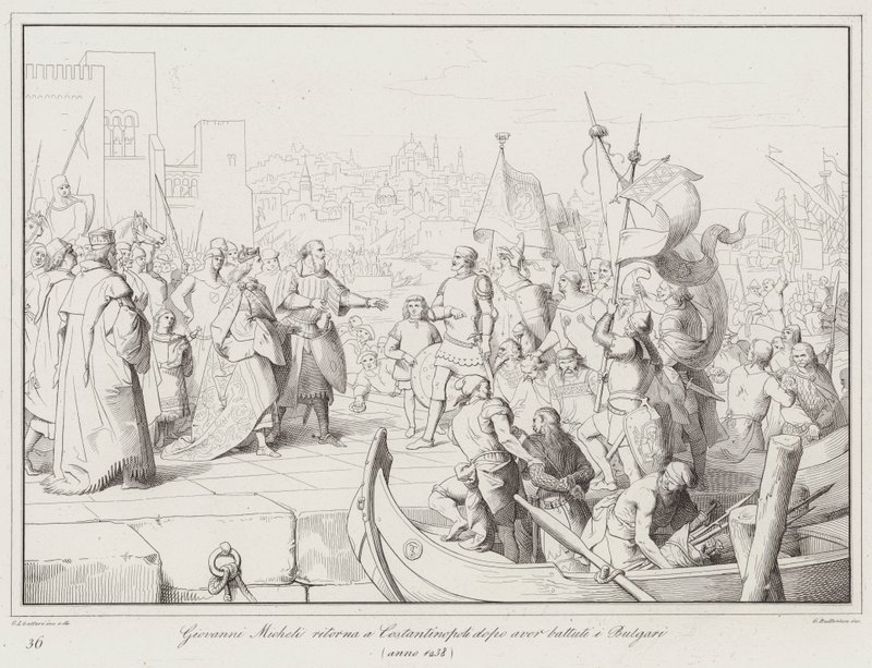 Giovanni Micheli kehrt nach der Niederlage der Bulgaren nach Konstantinopel zurück von Italian School