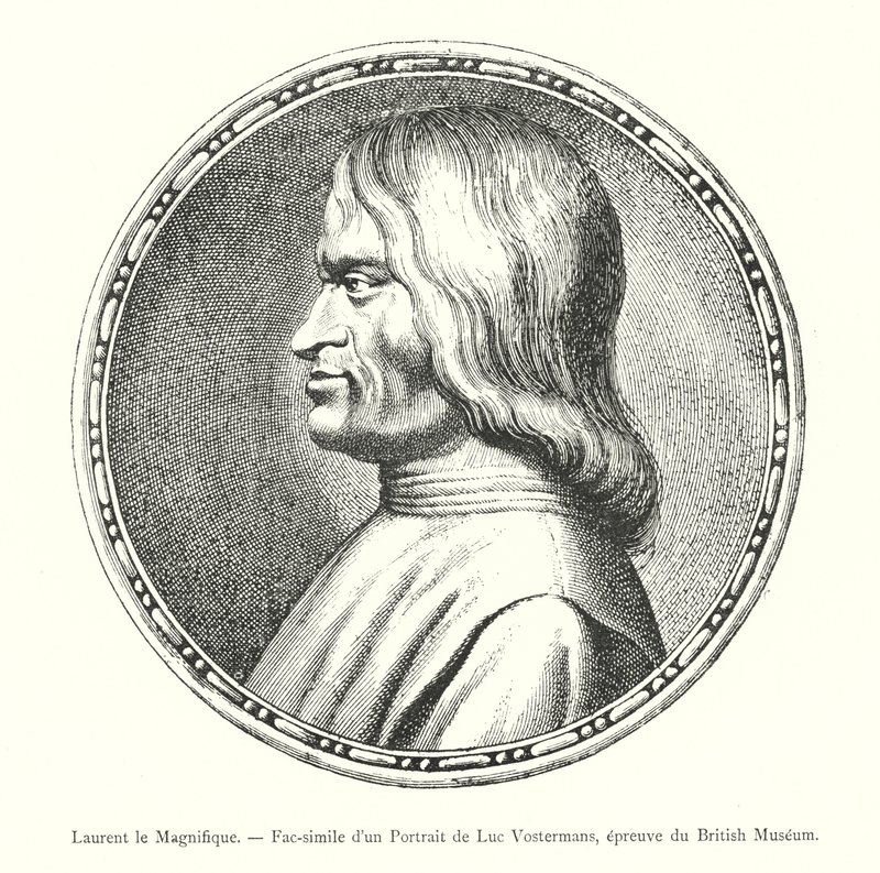 Lorenzo der Prächtige, Faksimile eines Porträts von Luc Vostermans, Abzug aus dem British Museum von Italian School