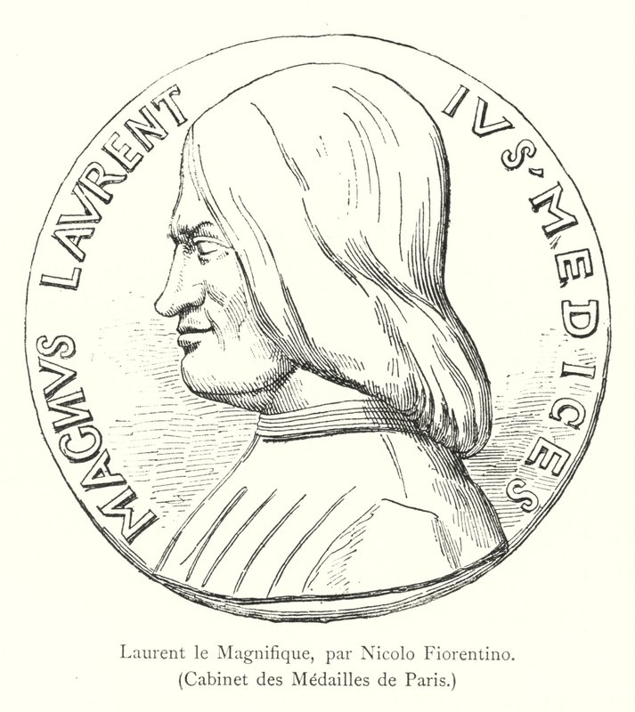 Lorenzo der Prächtige, von Nicolo Fiorentino, Kabinett der Medaillen von Paris (Gravur) von Italian School