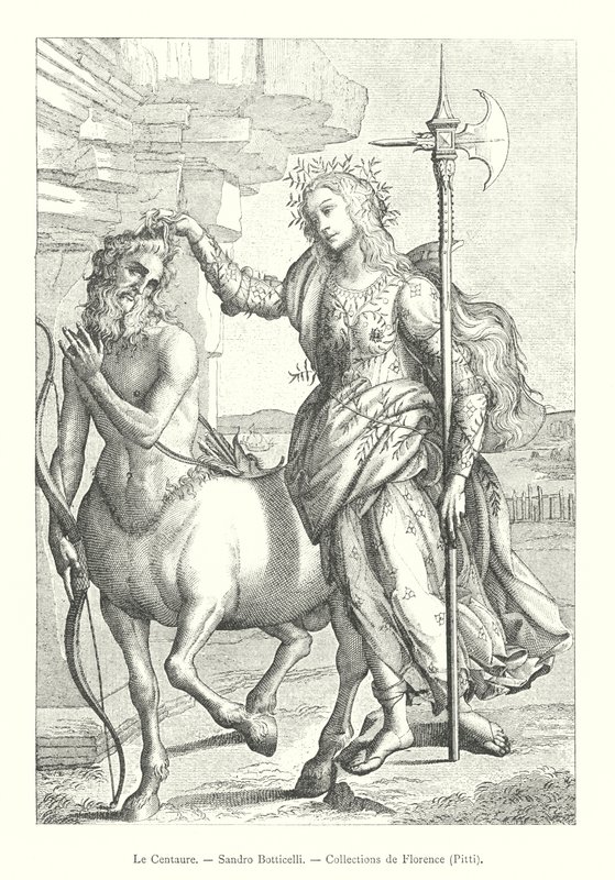 Der Zentaur, Sandro Botticelli, Sammlungen von Florenz, Pitti (Stich) von Italian School