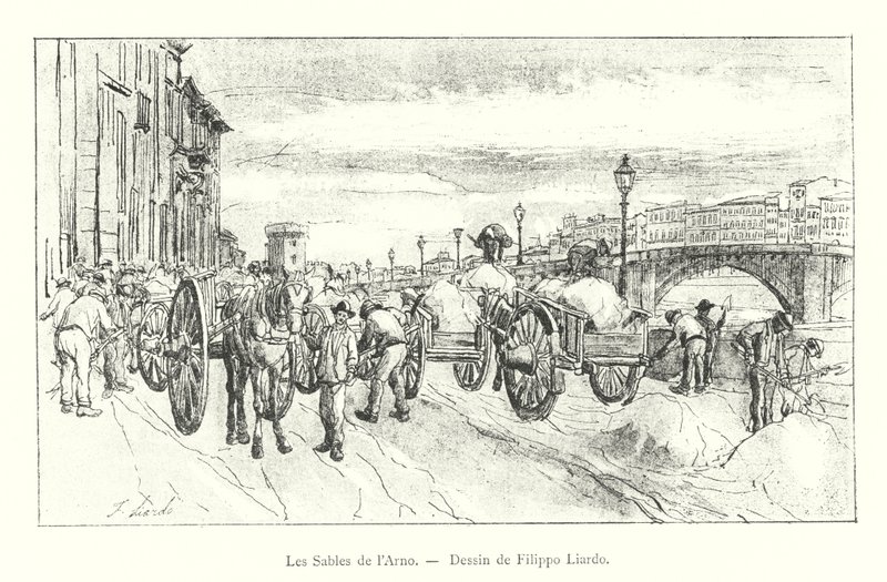 Die Ufer des Arno, Zeichnung von Filippo Liardo (Stich) von Italian School