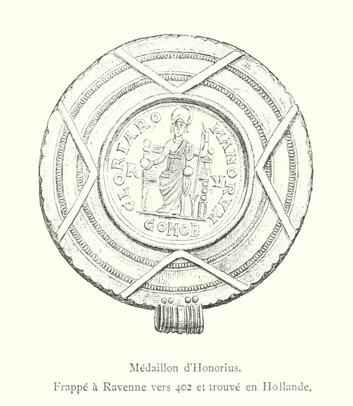 Medaillon von Honorius, geprägt in Ravenna um 402 und in Holland gefunden von Italian School