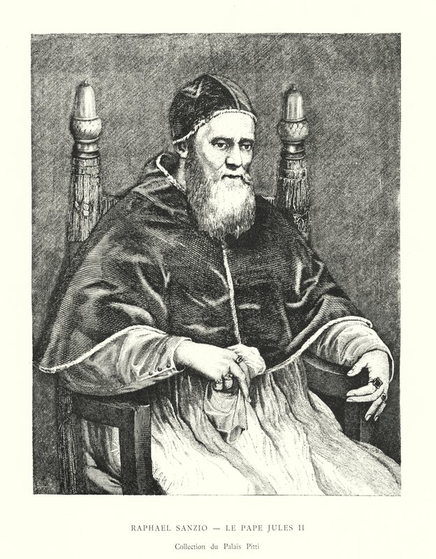 Raffael Sanzio, Papst Julius II., Sammlung des Pitti-Palastes (Gravur) von Italian School