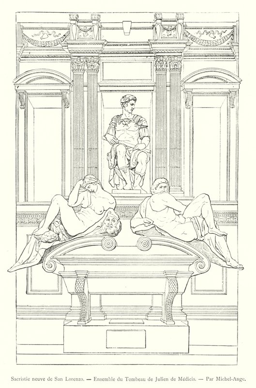 Neue Sakristei von San Lorenzo, Gesamtansicht des Grabmals von Giuliano de