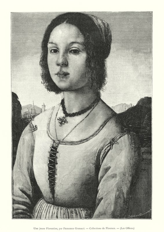 Eine junge Florentinerin, von Francesco Granacci, Sammlungen von Florenz, die Uffizien von Italian School