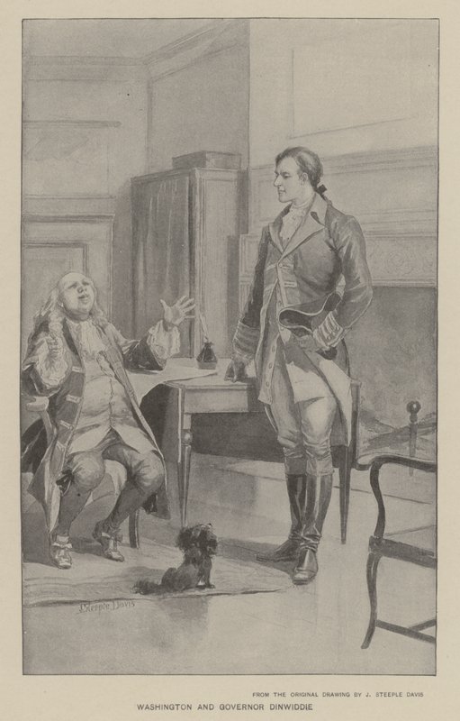 Washington und Gouverneur Dinwiddie von J. (after) Steeple Davis