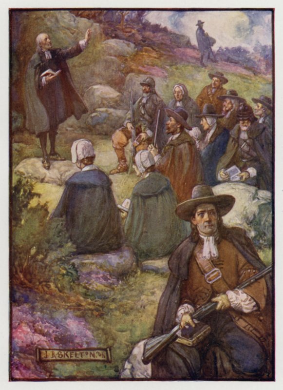 Bewaffnete Wachen während eines Treffens der schottischen Covenanters, 17. Jahrhundert von J. R. Skelton