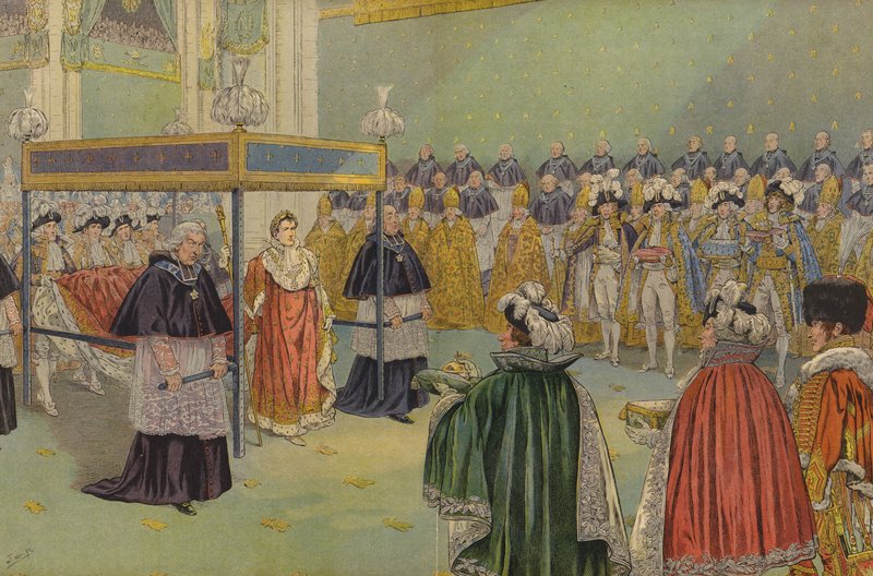 Geschenke, die Napoleon Bonaparte bei seiner Krönung in Paris überreicht wurden von Jacques Marie Gaston Onfray de Breville (Job)