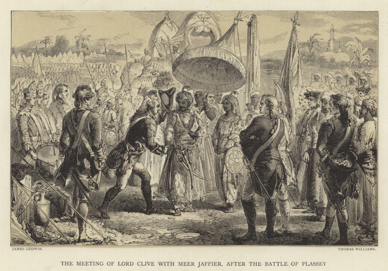 Das Treffen von Lord Clive mit Meer Jaffier nach der Schlacht von Plassey von James Godwin