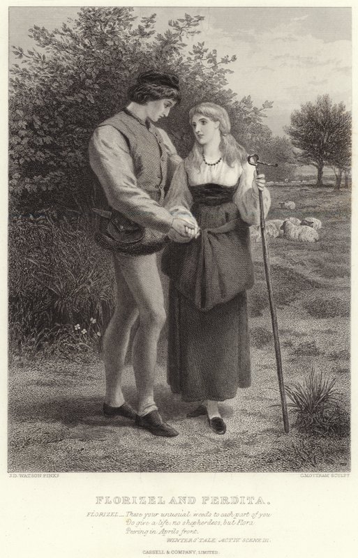 Florizel und Perdita, Winters Märchen, Akt IV, Szene III von James Dawson Watson