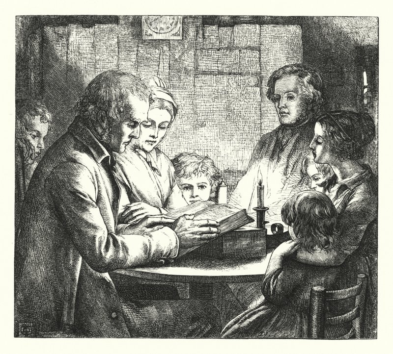 Szene in einer schottischen Hütte von James Dawson Watson