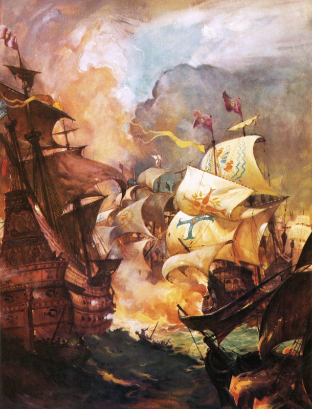 Die Armada wird von englischen Brandschiffen zerstört von James Edwin McConnell