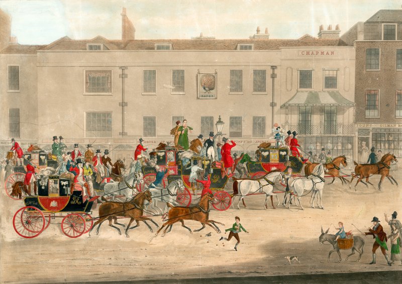 Nordland-Postkutschen am Pfau, Islington (James Pollard, 1821) von James Pollard