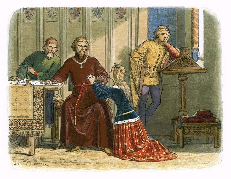 Königin Anne bittet Gloucester und Arundel für Sir Simon Burley von James William Edmund Doyle