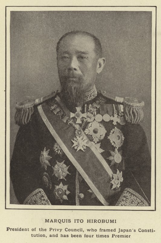 Marquis Ito Hirobumi, Präsident des Geheimen Rates, der die japanische Verfassung entwarf und viermal Premierminister war von Japanese Photographer
