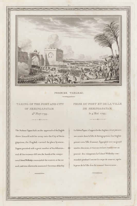 Eroberung der Festung und Stadt Seringapatnam durch die Briten, Vierter Anglo-Mysore-Krieg, Indien von Jean (after) Duplessi Bertaux
