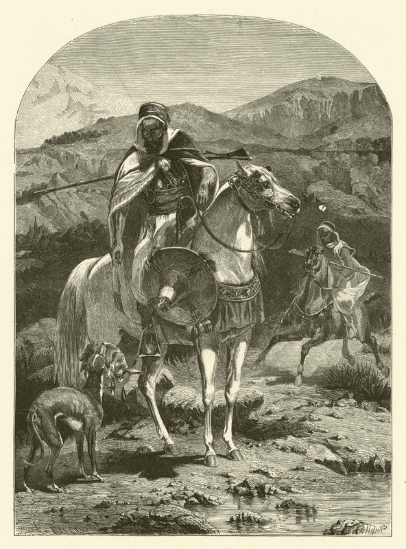 Hasenjagd in Algerien mit Windhunden von Jean Antoine Valentin Foulquier