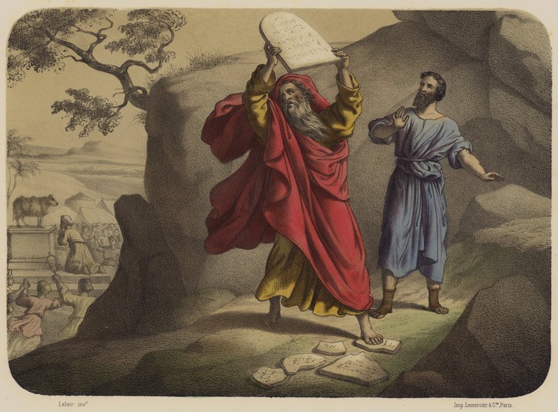 Moses zerbricht die Gesetzestafeln von Jean Baptiste Auguste Leloir