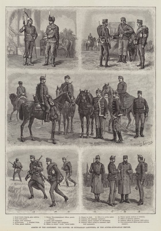 Armeen des Kontinents, die Honved oder ungarische Landwehr des österreichisch-ungarischen Reiches von Johann Nepomuk Schonberg