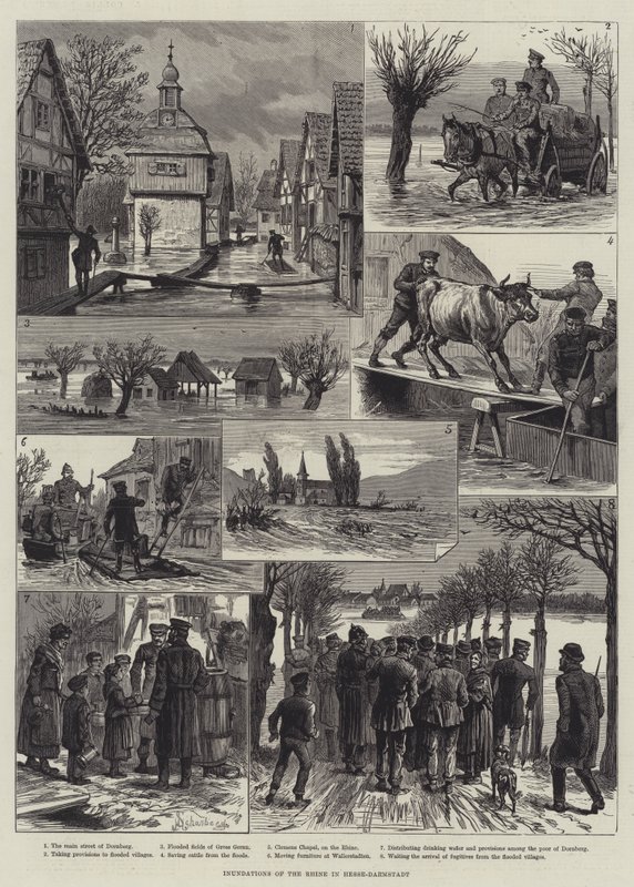 Überschwemmungen des Rheins in Hessen-Darmstadt von Johann Nepomuk Schonberg