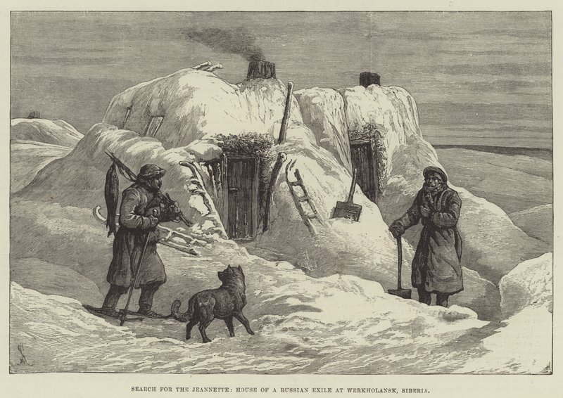 Suche nach der Jeannette, Haus eines russischen Exils in Werkholansk, Sibirien von Johann Nepomuk Schonberg