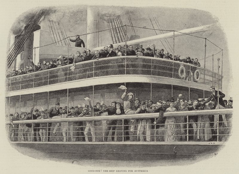 Auf Wiedersehen! Das Schiff verlässt Australien von John Charles Dollman