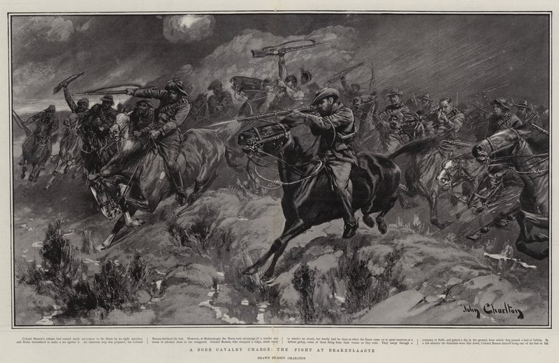 Ein Buren-Kavallerieangriff, der Kampf bei Brakenlaagte von John Charlton