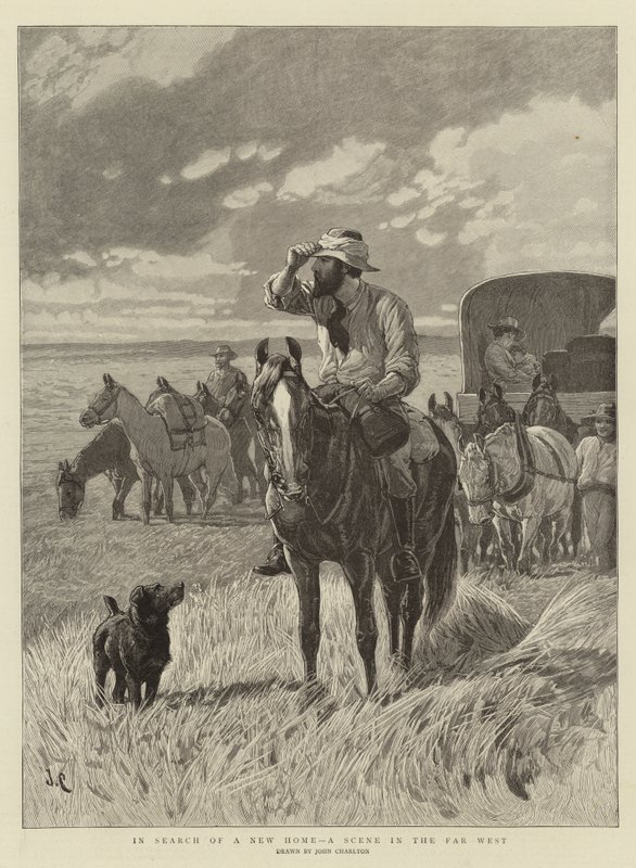 Auf der Suche nach einem neuen Zuhause, eine Szene im Fernen Westen von John Charlton