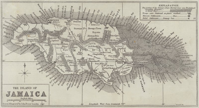 Karte der Insel Jamaika von John Dower