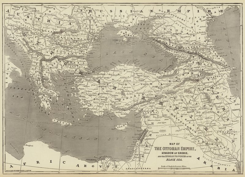 Karte des Osmanischen Reiches, Königreich Griechenland und der russischen Provinzen am Schwarzen Meer von John Dower