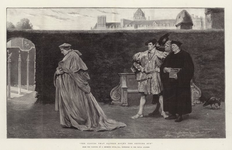 Die Wolken, die sich um die untergehende Sonne sammeln von John Seymour Lucas