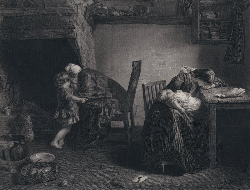 Illustration für Die Rückkehr des Soldaten von Robert Burns von John (after) Faed