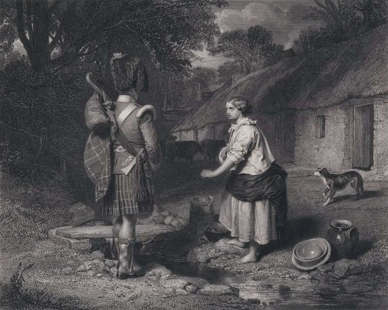 Illustration zu Die Rückkehr des Soldaten von Robert Burns (Gravur) von John (after) Faed