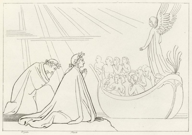 Das Boot des Fegefeuers, Fegefeuer, Gesang 2 (Gravur) von John (after) Flaxman