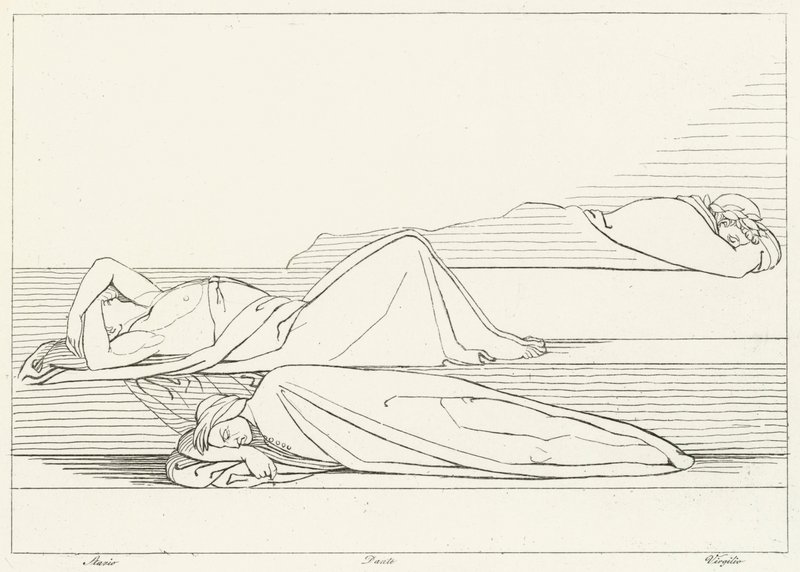 Die Dichter ruhen, Fegefeuer, Gesang 27 (Gravur) von John (after) Flaxman