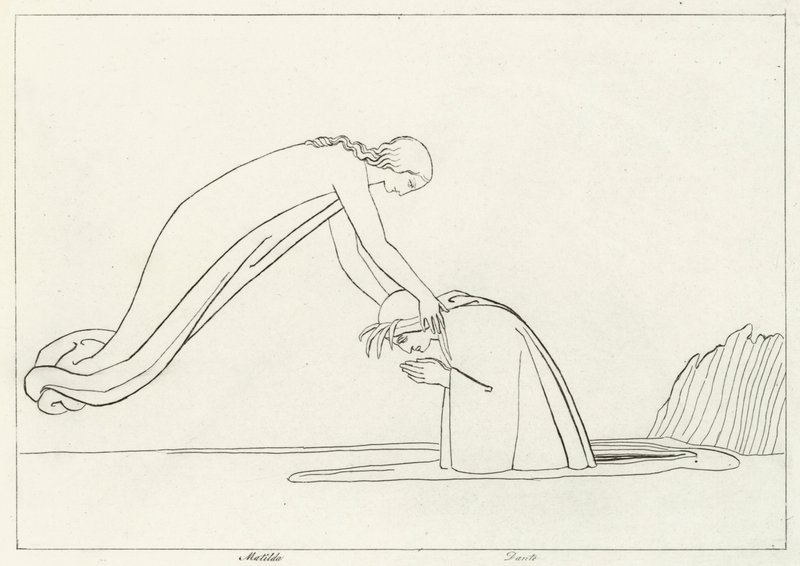 Der Fluss Lethe, Fegefeuer, Gesang 31 von John (after) Flaxman