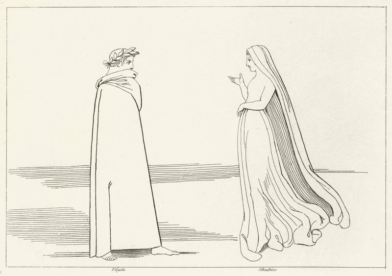 Virgil und Beatrice treffen sich, Inferno, Gesang 2 (Gravur) von John (after) Flaxman