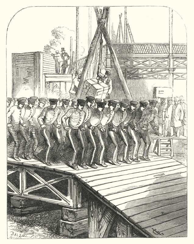 Pioniere und Minenarbeiter arbeiten auf dem Gelände des Kristallpalastes, Hyde Park, London, Veranstaltungsort der Großen Ausstellung von 1851 (Gravur) von John (after) Gilbert