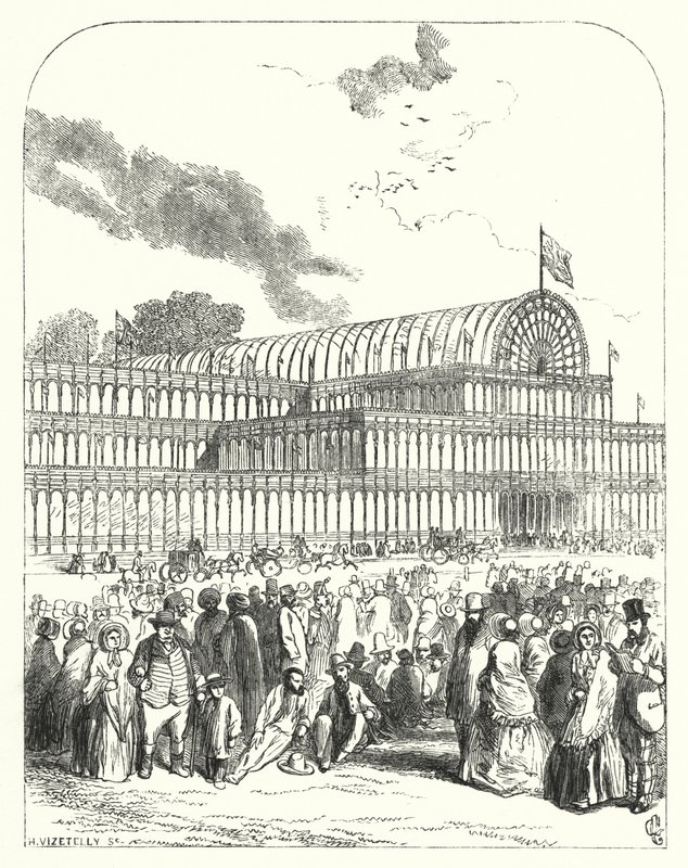Der Kristallpalast im Hyde Park, London, Veranstaltungsort der Großen Ausstellung von 1851, entworfen von Joseph Paxton und Charles Fox (Gravur) von John (after) Gilbert