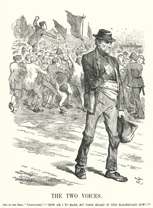 Die zwei Stimmen - Arbeitslosigkeit und soziale Unruhen im viktorianischen Großbritannien (Stich) von John (after) Tenniel