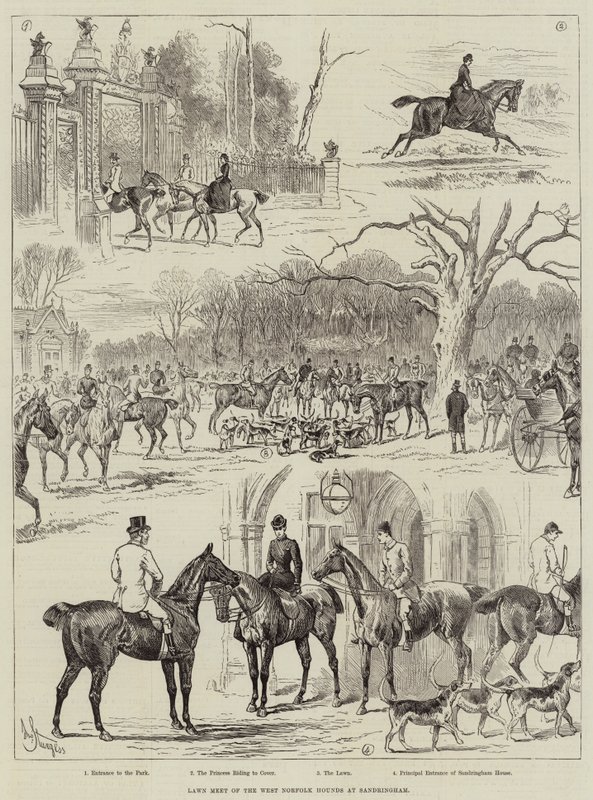 Lawn Meet der West Norfolk Hounds in Sandringham von John Bagnold Burgess
