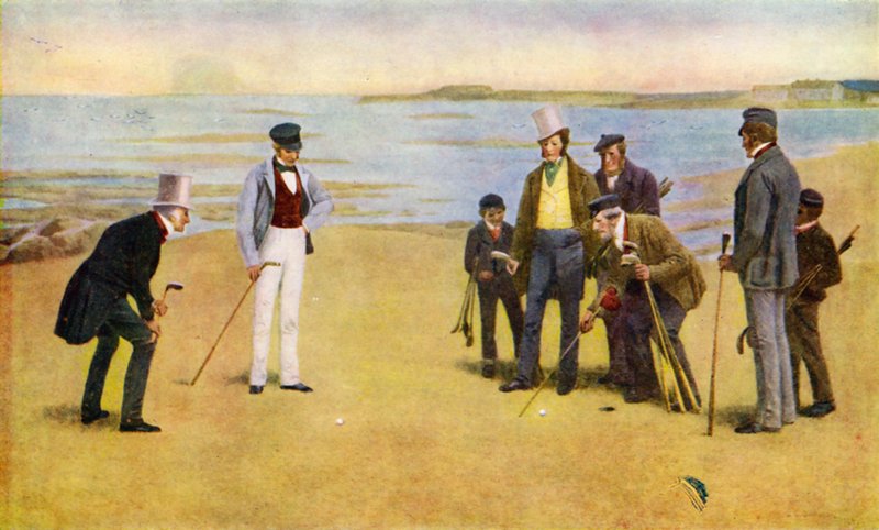 Das Stymie, ein Vierer beim Golfspielen in North Berwick von John Charles (after) Dollman