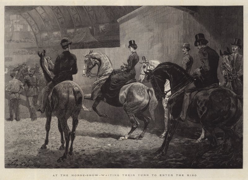 Auf der Pferdeschau, warten auf ihren Auftritt im Ring von John Charlton