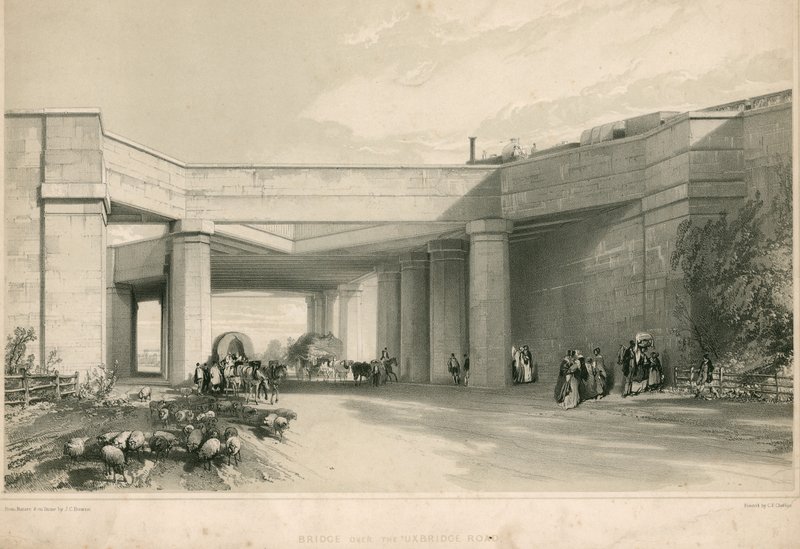 Brücke über die Uxbridge Road, London von John Cooke Bourne