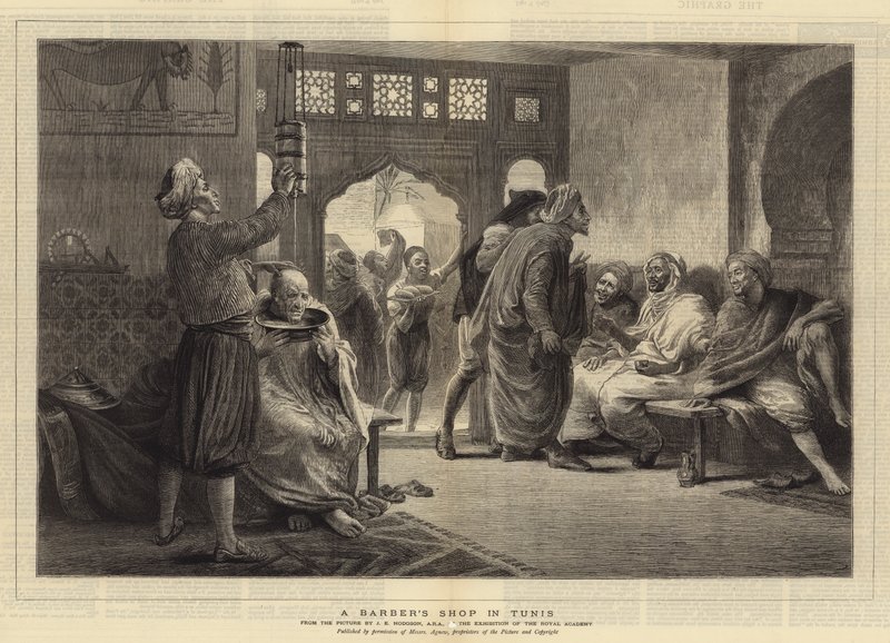 Ein Friseursalon in Tunis von John Evan Hodgson