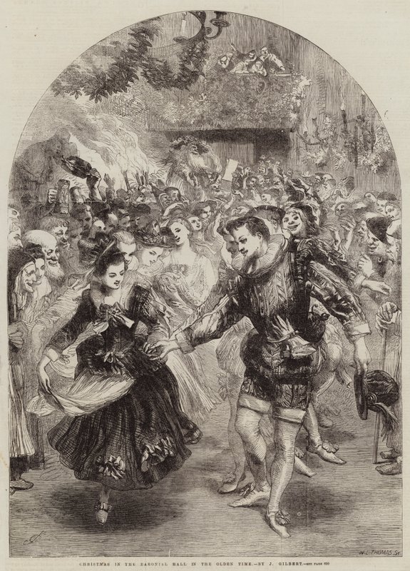 Weihnachten in der baronialen Halle in alten Zeiten von John Gilbert