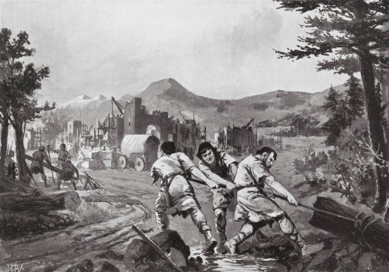 Wallachische Bergleute gründen eine Stadt, neuntes Jahrhundert von John Harris Valda