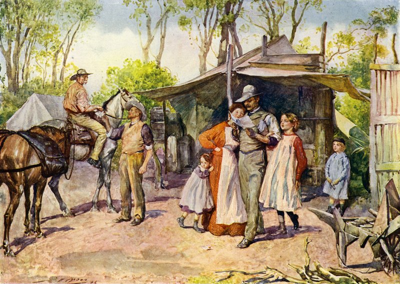 Briefzustellung im australischen Busch von John Henry Frederick (after) Bacon