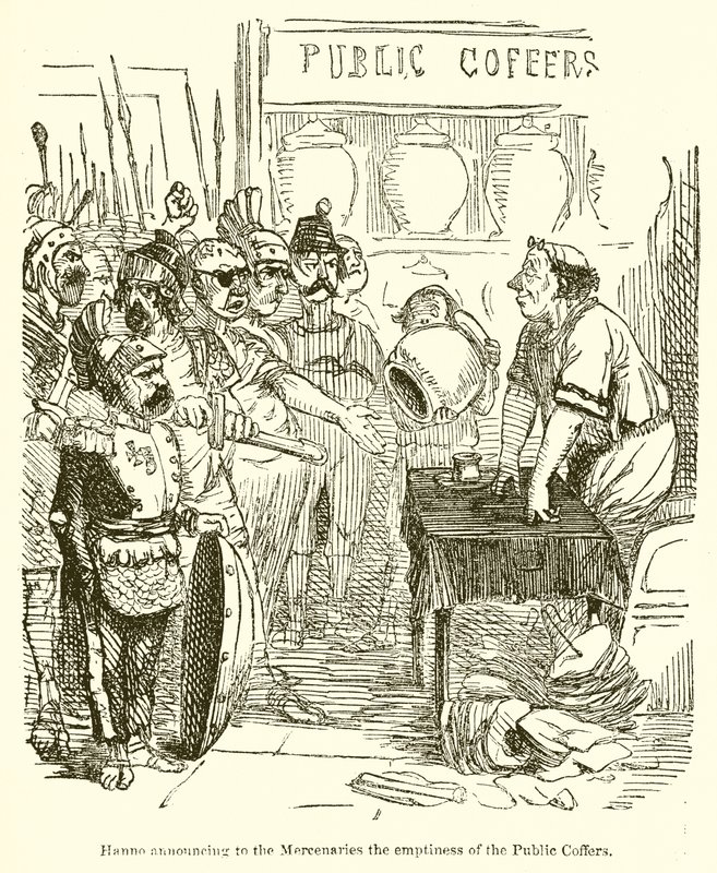 Hanno verkündet den Söldnern die Leere der Staatskassen von John Leech
