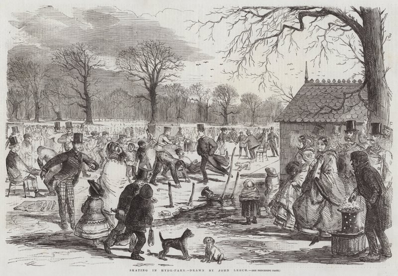 Schlittschuhlaufen im Hyde-Park von John Leech